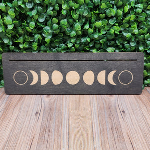 Black Maple Wood Moon Phases Card Stand - 10 inches