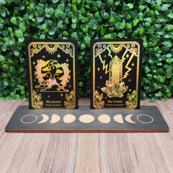 Black Maple Wood Moon Phases Card Stand - 10 inches