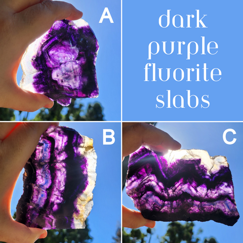 Dark Purple Fluorite 1/2 Inch Thick Slab - You Pick