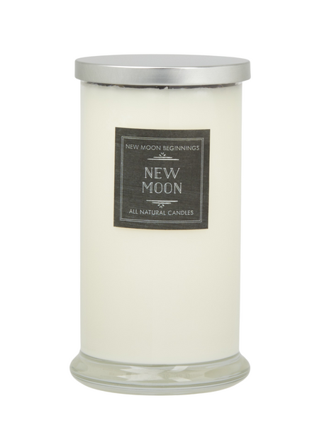 New Moon 21oz Candle - Soy Candle - Dried Flower, Herb, & Crystal Candle - New Beginnings & Manifestation
