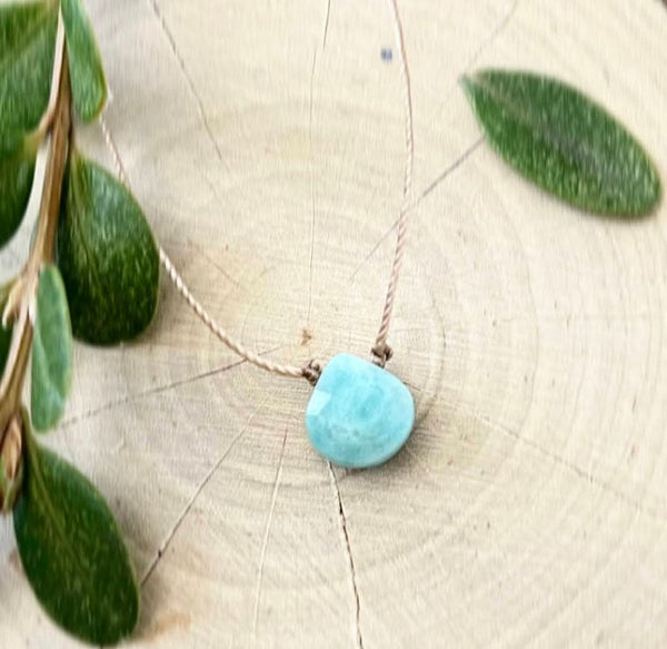 Amazonite Small Faceted Teardrop Necklace