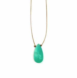 Chrysoprase Faceted Teardrop Necklace