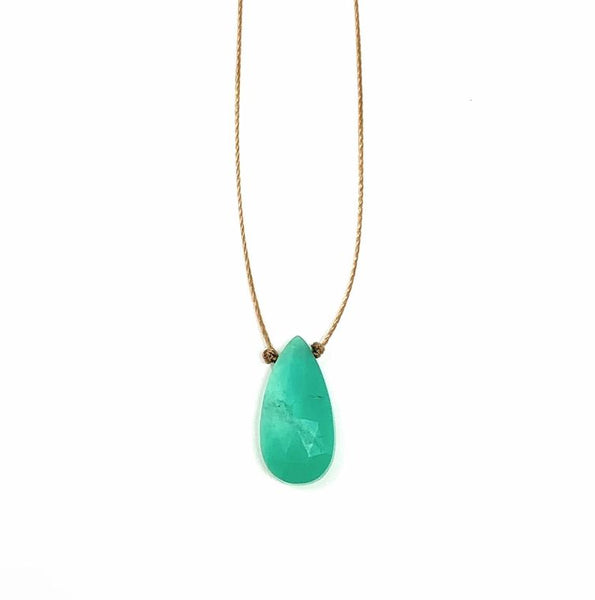 Chrysoprase Faceted Teardrop Necklace