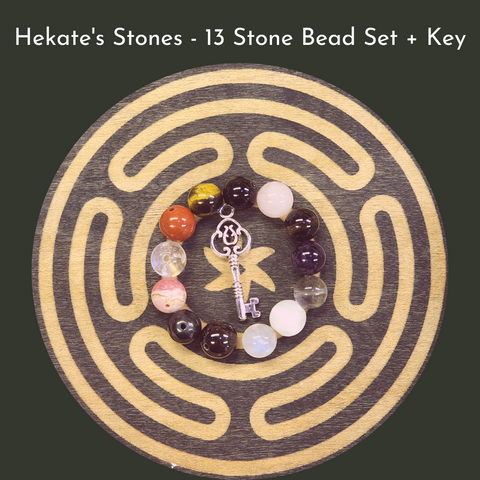 Hekate's Stones - 13 Stone Bead Set + Key Charm