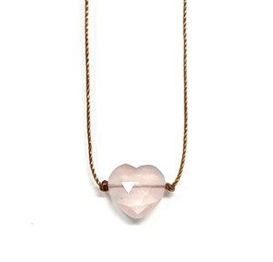 Rose Quartz Faceted Heart Necklace