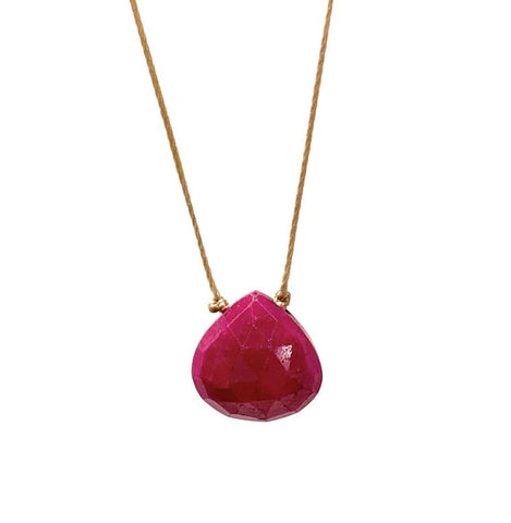 Ruby Faceted Teardrop Necklace