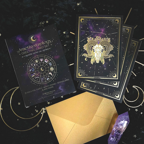 Amethystrology Zodiac Greeting Card Set (12 cards, 12 envelopes)