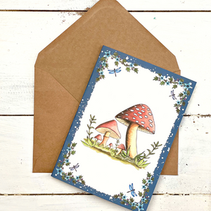 5x7 Blue Witchy Mushroom Greeting Card (Nomad Moon Magic)