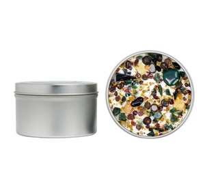 Yule 8oz Candle Tin - Winter Candle - Soy Candles - Herb, Flower, & Crystal Candles