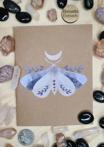 Watercolor Moon Moth Pocket Notebook - Elemental Elements Notebooks