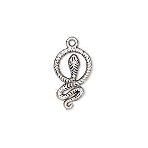 Antique Silver-Plated Pewter Snake Charm