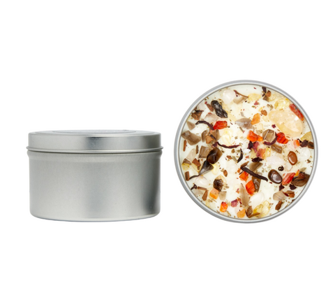 Thankful 8oz Candle Tin - Soy Candles - Herb, Dried Flower, & Natural Crystal Candles - Gratitude & Thanks