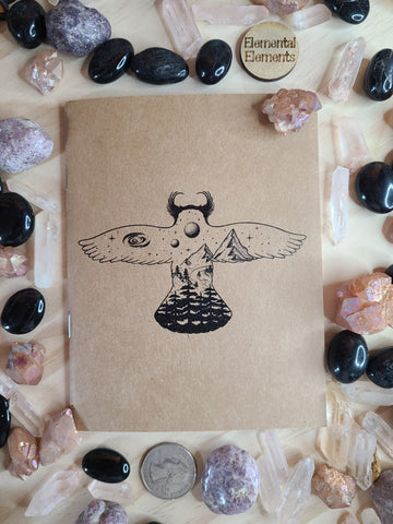 Celestial Horned Owl Pocket Notebook - Elemental Elements Notebooks