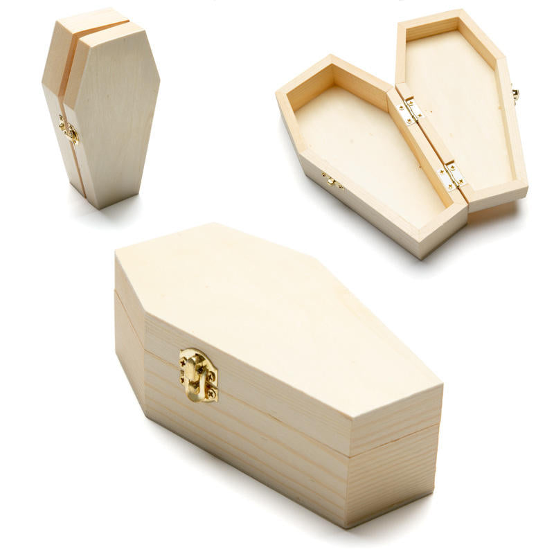 Unfinished Wood Casket Box